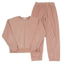 2set - Růžová plyšová crop mikina + tepláky M&S