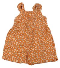 Oranžový květovaný kraťasový overal Primark