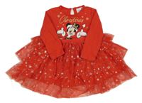 Červeno-zlaté šaty s Minnie a tylovou sukní Disney