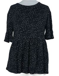 Dámské černé puntíkované peplum triko New Look 