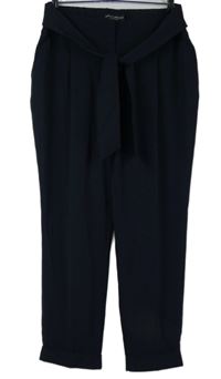 Dámske tmavomodré voľné é nohavice s opaskom Dorothy Perkins