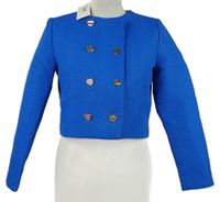 Nové - Dámský safírový vzorovaný crop kabátek Lulumary