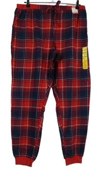 Nové - Dámske červeno-tmavomodré kockované pyžamové nohavice Love To Lounge