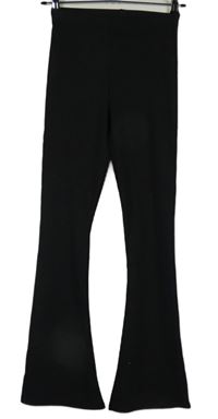 Dámske čierne rebrované zvonové teplákové nohavice Topshop