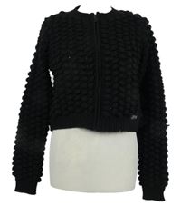 Dámsky čierny vzorovaný vlnený crop sveter Superdry