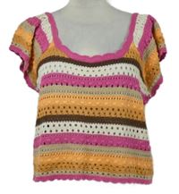 Dámské barevné ažurové pletené crop tričko Pep&Co