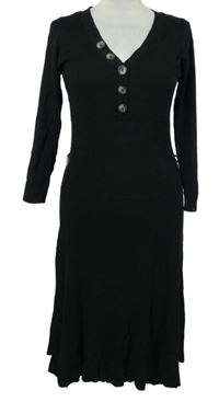 Dámské černé žebrované svetrové midi šaty Next 