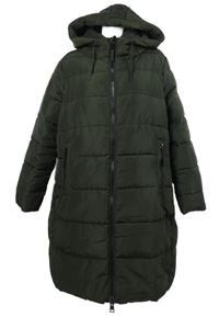 Dámsky khaki šušťákový zimný kabát s kapucňou C&A