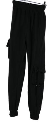 Dámske čierne cuff tepláky s vreckami PrettyLittle Thing