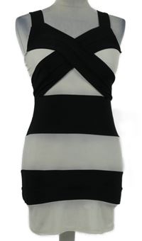 Dámské smetanovo-černé pruhované minišaty 