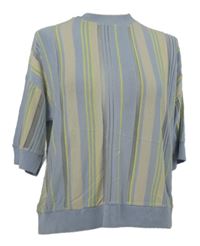 Dámsky světlemodro-žlté pruhované pletené tričko MNG