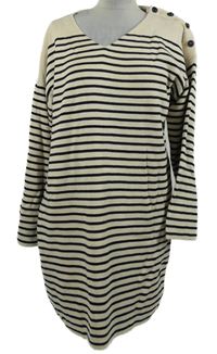 Dámské smetanovo-tmavomodré pruhované pletené šaty Primark 