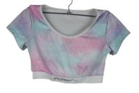 Dámské barevné vzorované sportovní crop tričko 