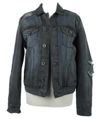 Pánská šedá riflová bunda s prošoupáním Zara 