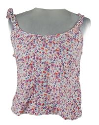 Dámsky bielo-ružový kvietkovany crop top George