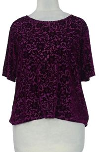 Dámske purpurové vzorované zamatové tričko Dorothy Perkins