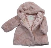 Ružová chlpatá zateplená bunda s kapucňou George