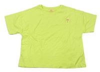 Neónově žlté crop tričko s výšivkou F&F