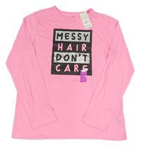 Neonově růžovo-černé triko s nápisem Primark