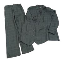 3set- sivé kockované slávnostná sako+ kalhoty+ vesta Name it