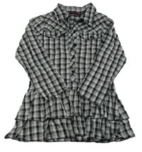 Čierno-sivé kockované šaty