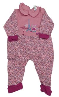 Ružový overal s mačkou a kvietkami Topolino