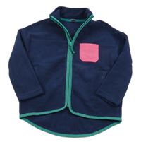 Tmavomodrá fleecová prepínaci mikina s vreckom TU