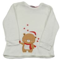 Biela chlpatá mikina s medvěďom Kiki&Koko