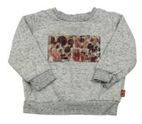 Šedo-bílá melírovaná mikina s měnicím obrázkem Disney