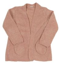 Světlerůžový žinylkový cardigan 