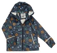 Tmavomodrá nepromokavá bunda so zvieratkami a kapucňou Lupilu