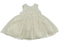 Biele slávnostné saténovo/tylové šaty s flitrami a kamienkami