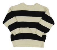 Čierno-smotanový pruhovaný rebrovaný sveter Shein