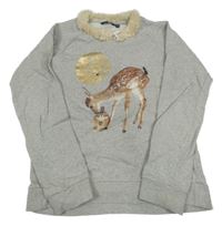 Sivá mikina so srnkou