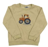 Béžová mikina s traktorom