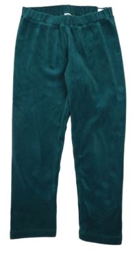 Tmavozelené zamatové legíny H&M