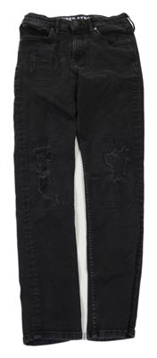 Černé elastické prošoupané rifle H&M