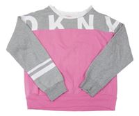 Sivo-ružová mikina s písmeny DKNY