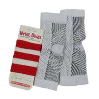 Nové - 2set - Dámské bílé kompresní bezprstové ponožky + pruhované potítko na ruku Wrist Divas