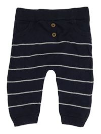 Tmavomodré pletené pruhované tepláky M&S