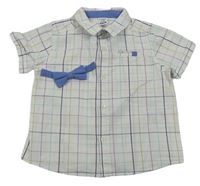 2set - Bielo-lila-béžová kockovaná košeľa s motýlom Lc waikiki