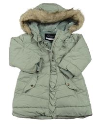 Světlekhaki šusťáková zimní parka s kapucí River Island