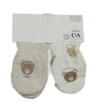 Nové - 2x bavlněné rukavice s medvedíkmi zn. C&A