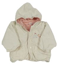 Smotanová menšestrová zateplená bunda so slonom a kapucňou