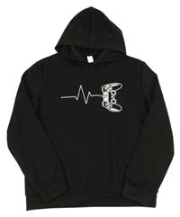 Čierna mikina s potlačou a kapucňou Shein