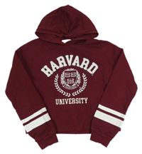 Vínová crop mikina s nápisom a kapucňou C&A