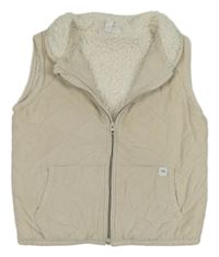 Světlebéžová manšestrová zateplená vesta 