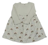 Biele rebrované bavlnené šaty s duhami George