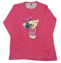 Růžové pyžamové triko s medvídkem