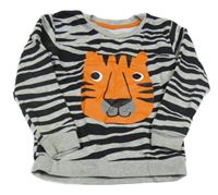 Sivo-čierna vzorovaná mikina s tigrom Dunnes